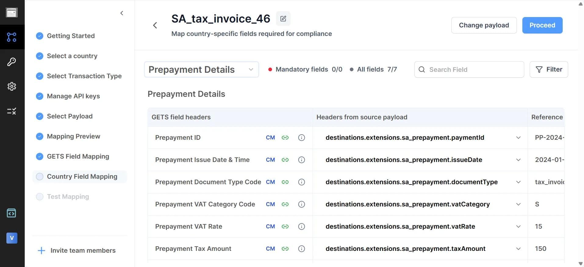country field mapping