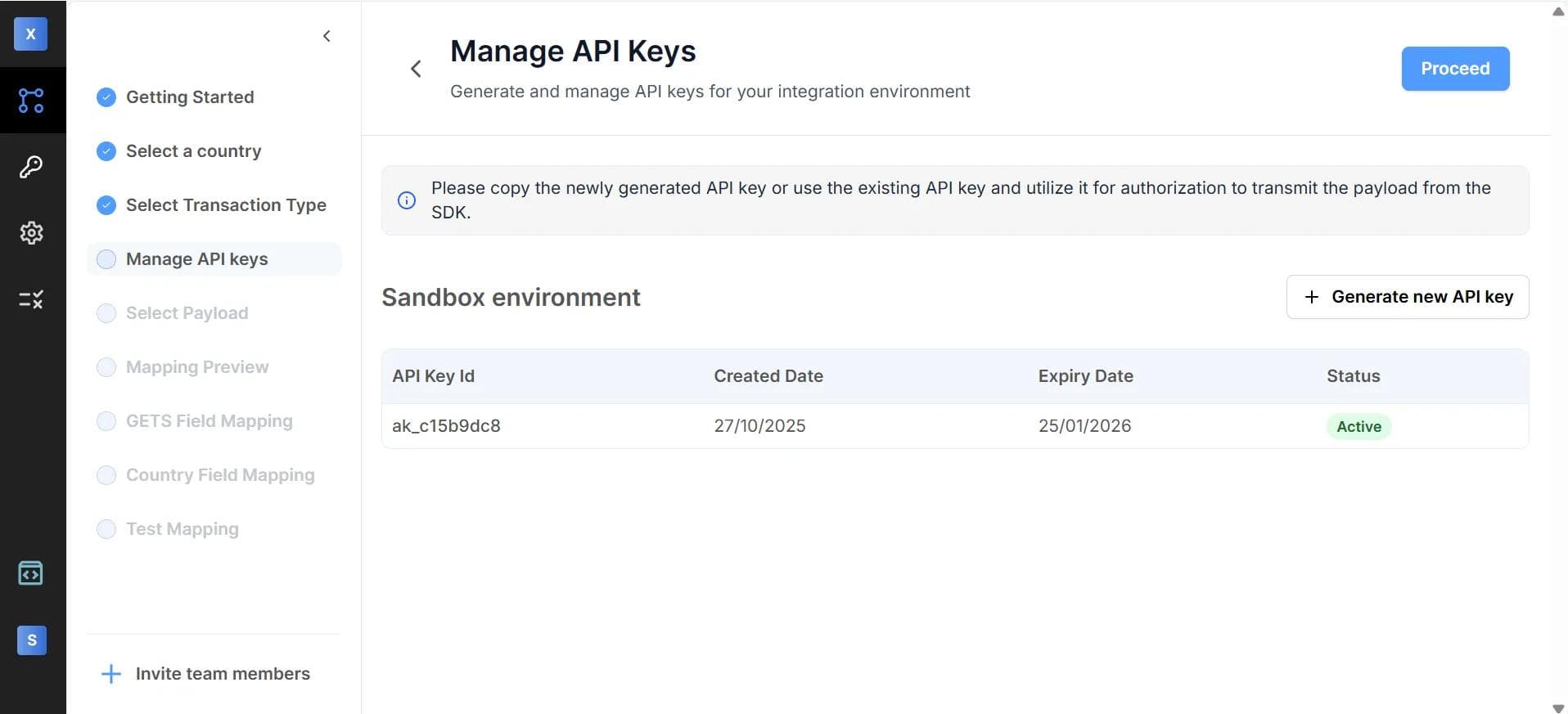 Manage API keys