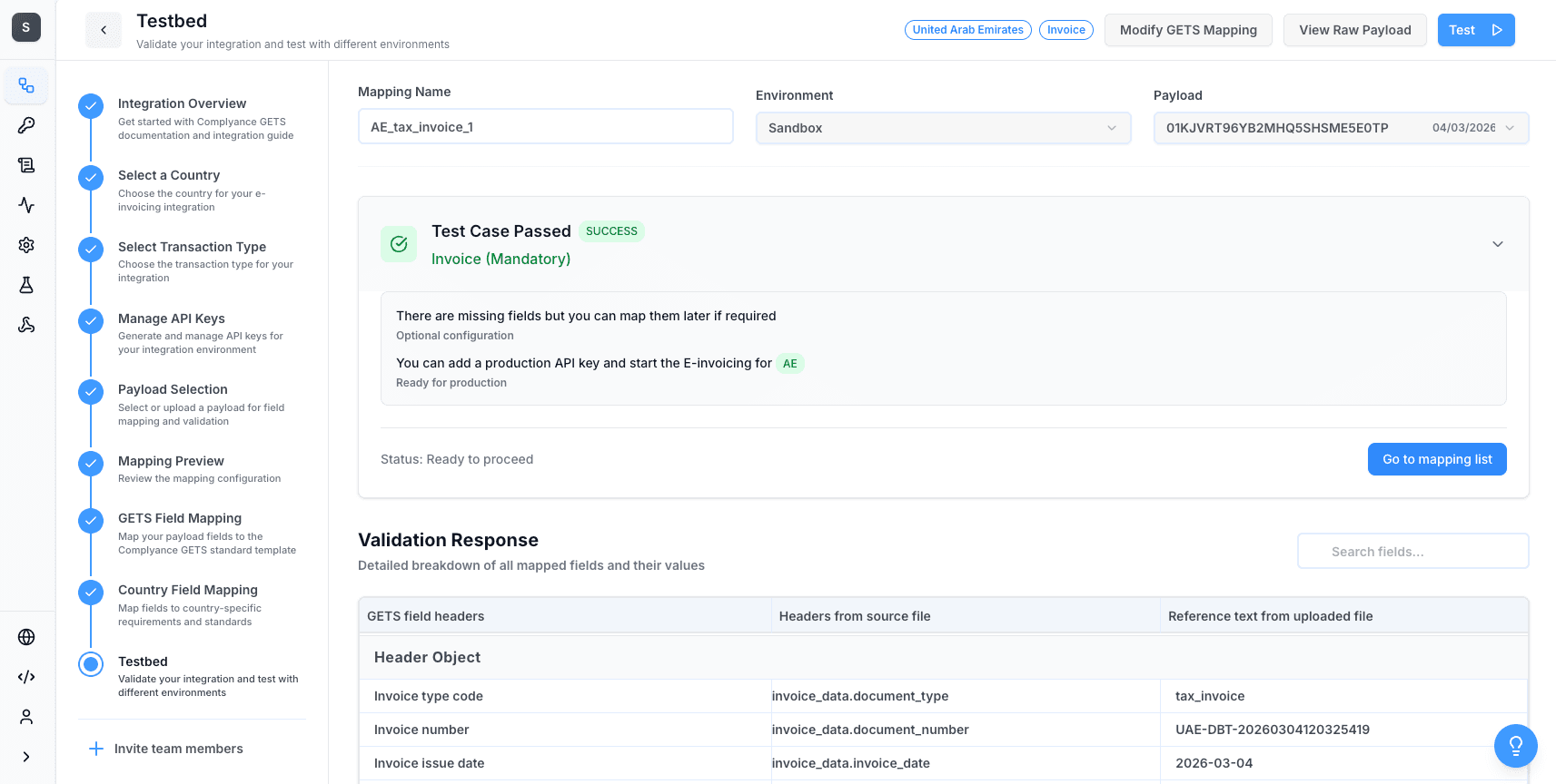 Test Case Passed for e-invoicing