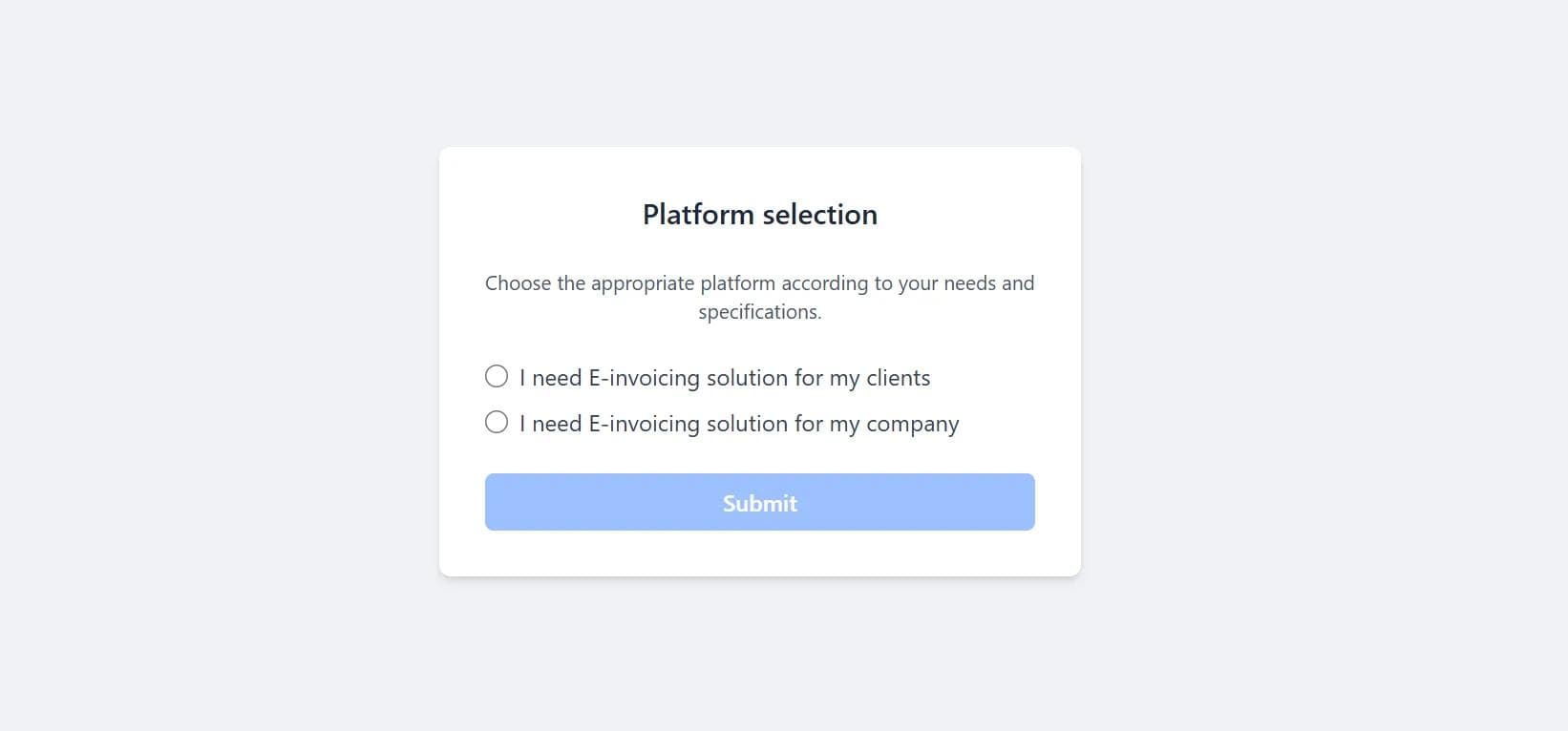 Complyance platform selection