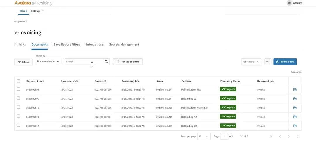 Avalara e-invoicing