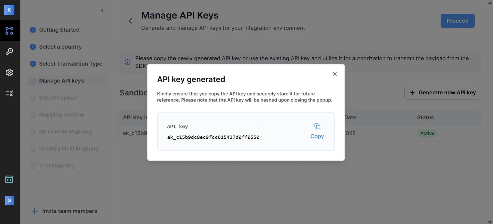 api key generated