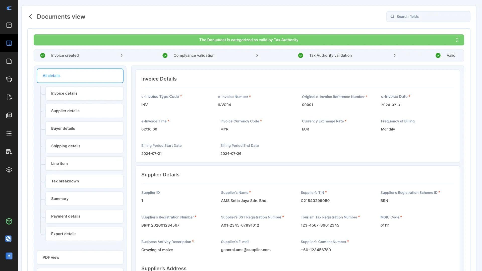 Global E-Invoicing API Dashboard