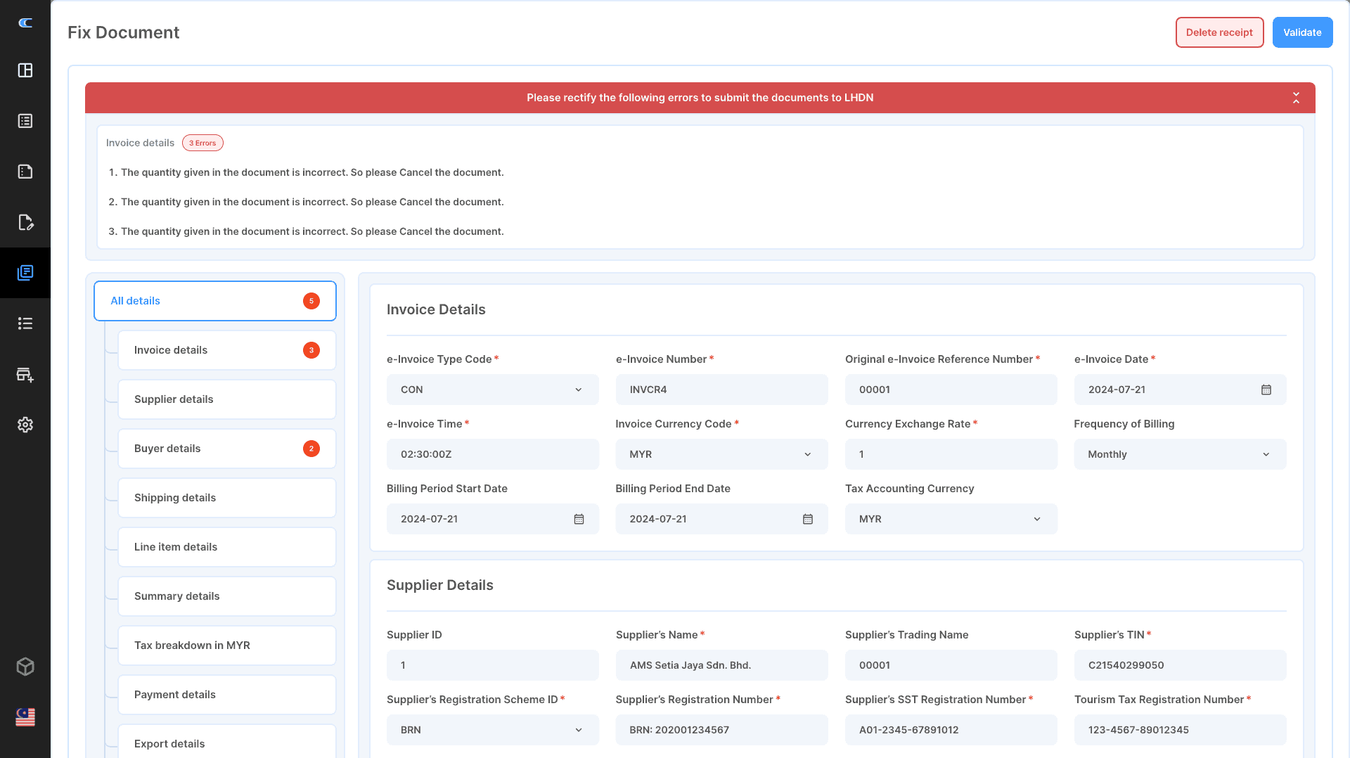 Global E-Invoicing API Dashboard