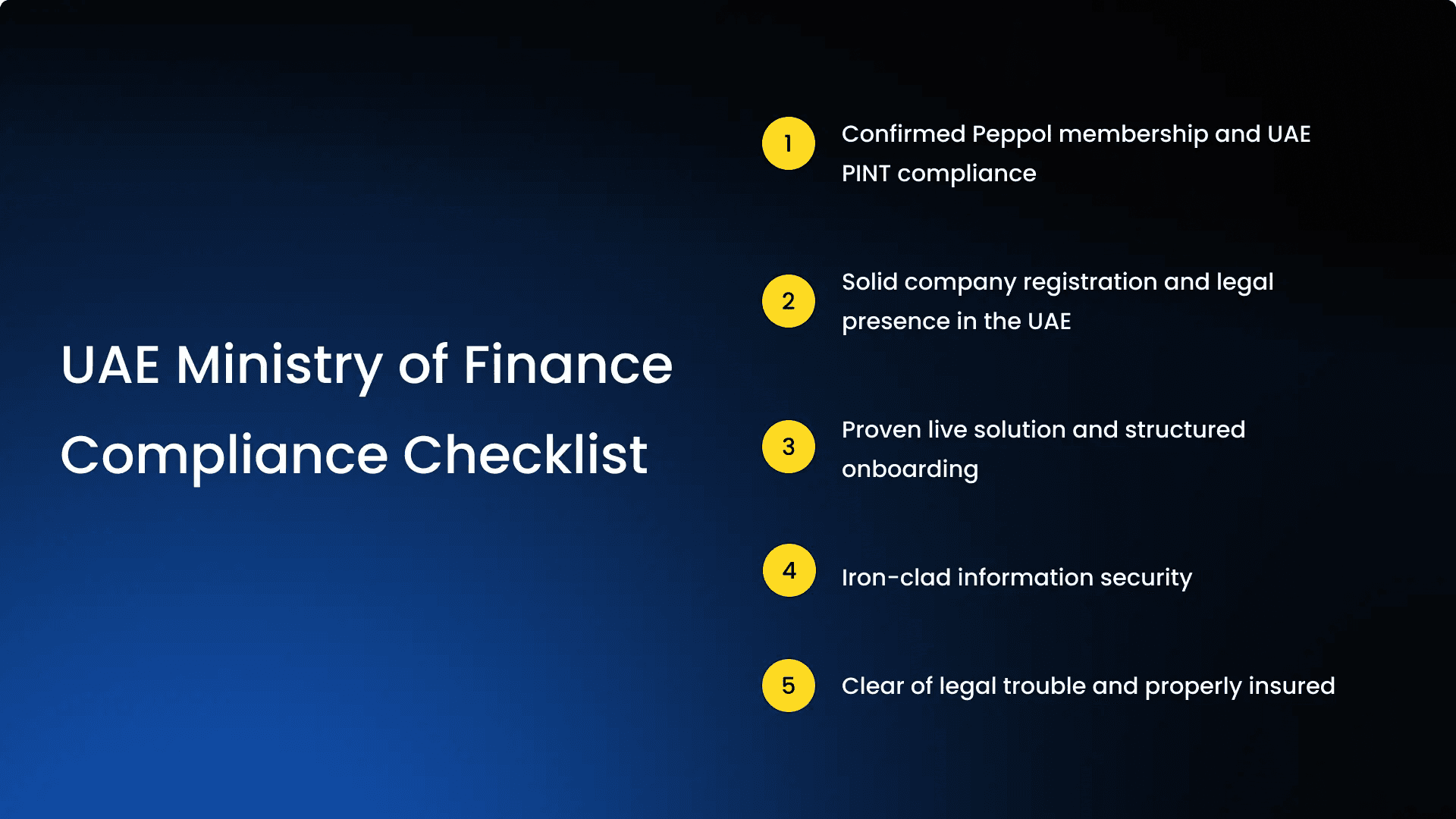 UAE Ministry of Finance Compliance Checklist